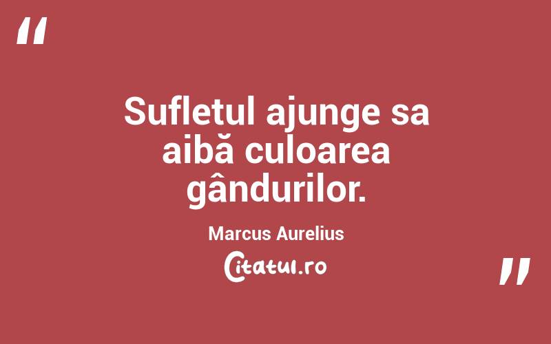 Sufletul ajunge sa aibă culoarea gândurilor. Marcus Aurelius
