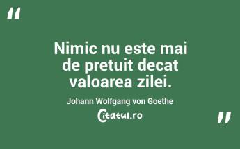 Nimic nu este mai de pretuit decat valoarea zilei. Johann Wolfgang von Goethe...
