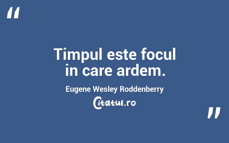 Timpul este focul in care ardem. Eugene Wesley Roddenberry
