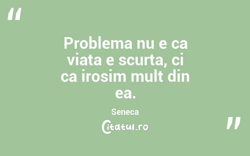 Problema nu e ca viata e scurta, ci ca irosim mult din ea. Seneca
