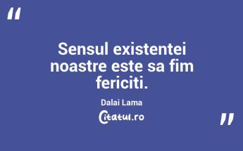 Sensul existentei noastre este sa fim fericiti.  Dalai Lama...
