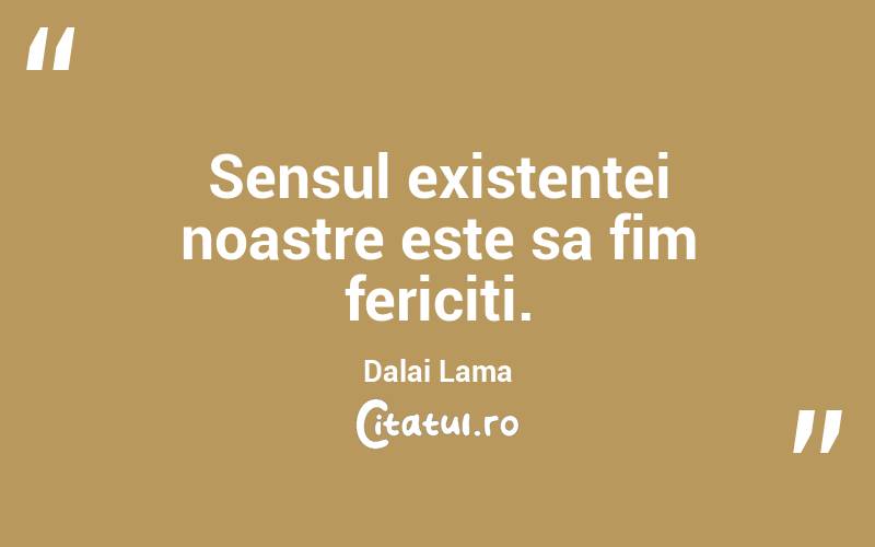 Sensul existentei noastre este sa fim fericiti.  Dalai Lama
