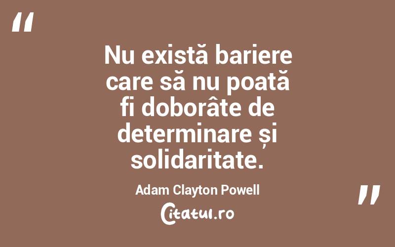 Nu există bariere care să nu poată fi doborâte de determinare și solidaritate. Adam Clayton Powell