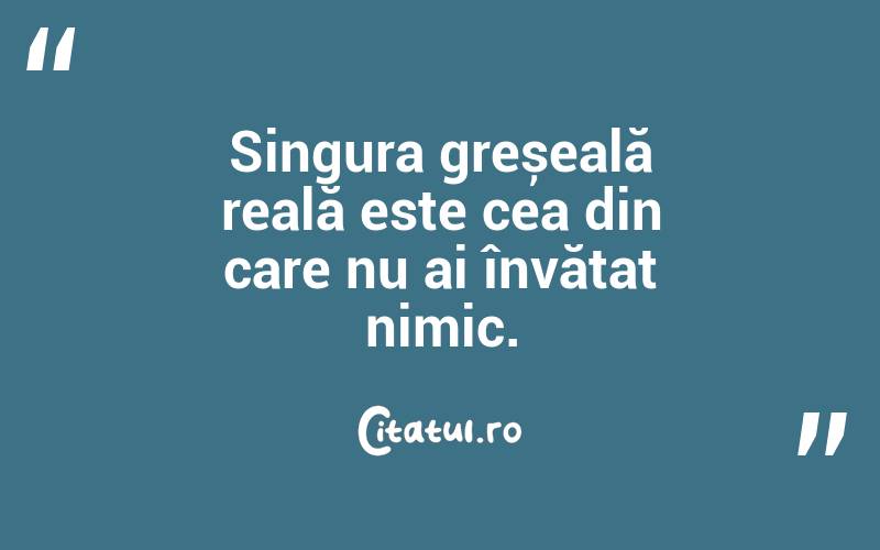 Singura greșeală reală este cea din care nu ai învățat nimic.
