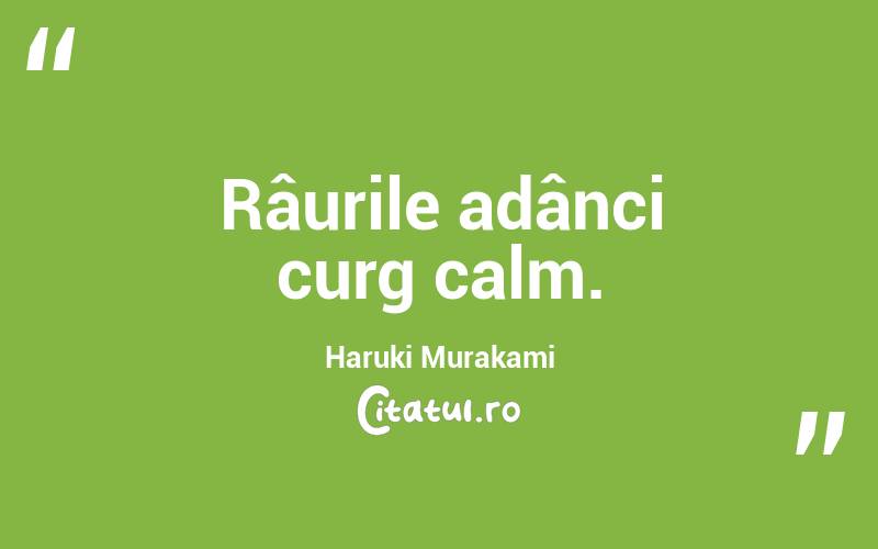 Râurile adânci curg calm. Haruki Murakami
