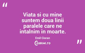 Viata si cu mine suntem doua linii paralele care ne intalnim in moarte.  Emil Cioran...