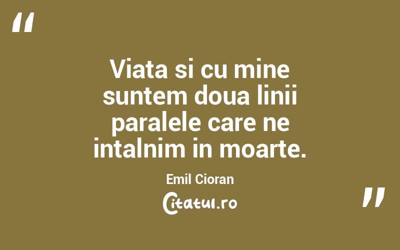 Viata si cu mine suntem doua linii paralele care ne intalnim in moarte.  Emil Cioran