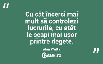 Încercând să definești viața o pierzi, dar trăind-o o înțelegi. Alan Watts...