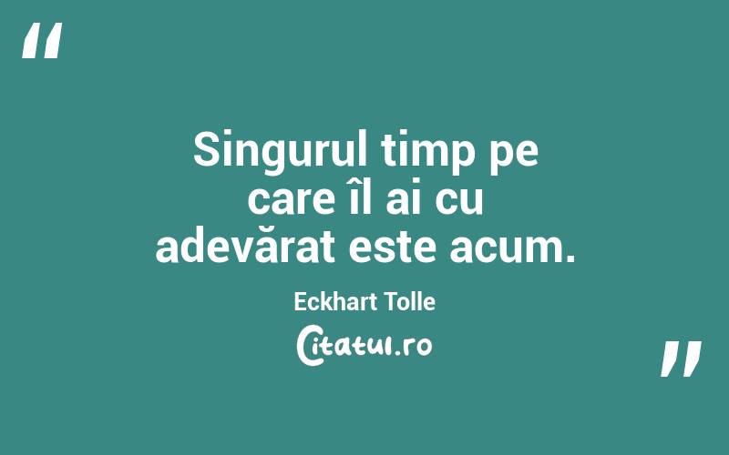 Singurul timp pe care îl ai cu adevărat este acum. Eckhart Tolle