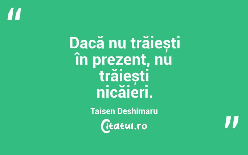 Dacă nu trăiești în prezent, nu trăiești nicăieri. Taisen Deshimaru