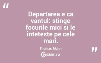 Departarea e ca vantul: stinge focurile mici si le inteteste pe cele mari. Thomas Mann...
