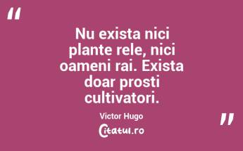 Nu exista nici plante rele, nici oameni rai. Exista doar prosti cultivatori. Victor Hugo...