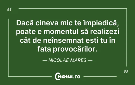 Să nu ne punem piedici, singuri, din st... Să nu ne punem piedici, singuri, din st...