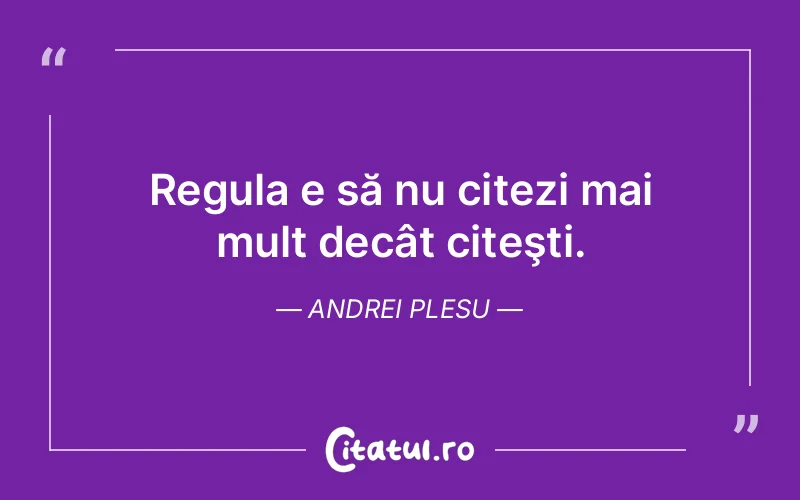 Regula e să nu citezi mai mult decât citeşti. Andrei Plesu