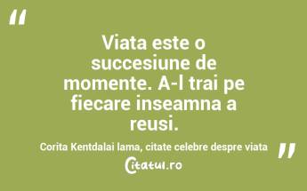 Viata este o succesiune de momente. A-l trai pe fiecare inseamna a reusi.  Corita Kentdalai lama, citate celebre despre viata...