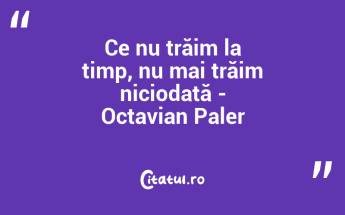Ce nu trăim la timp, nu mai trăim niciodată - Octavian Paler...